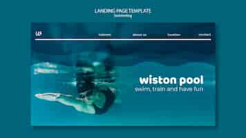 PSD gratuito modello di landing page per lezioni di nuoto