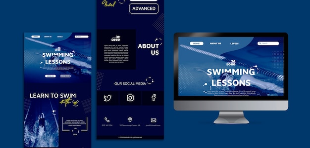 Swimming lessons web templates with photo – Free PSD download