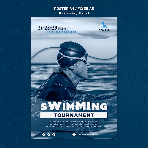 Modello di poster di nuoto con foto