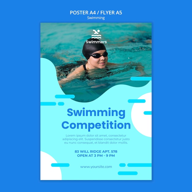 Modello di poster di nuoto