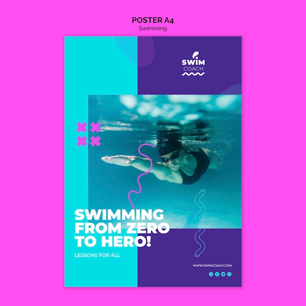 Free PSD swimming poster template