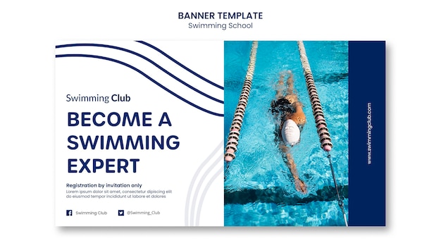 Free PSD swimming school banner template