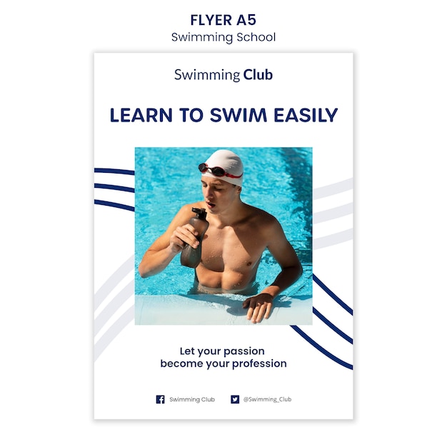 Free PSD swimming school flyer template