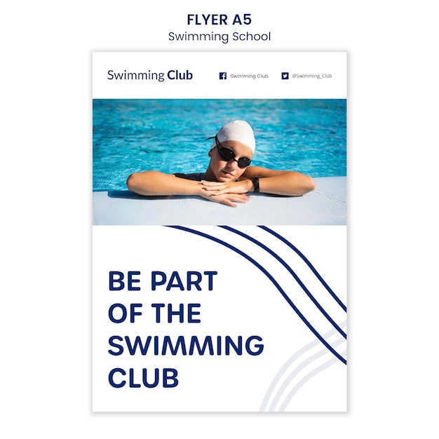 Free PSD swimming school flyer template