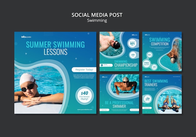 Swimming social media posts with photo