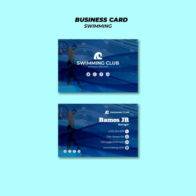 Swimming template for business card