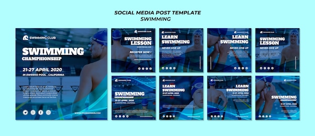 무료 PSD 소셜 미디어 게시물에 대한 수영 템플릿