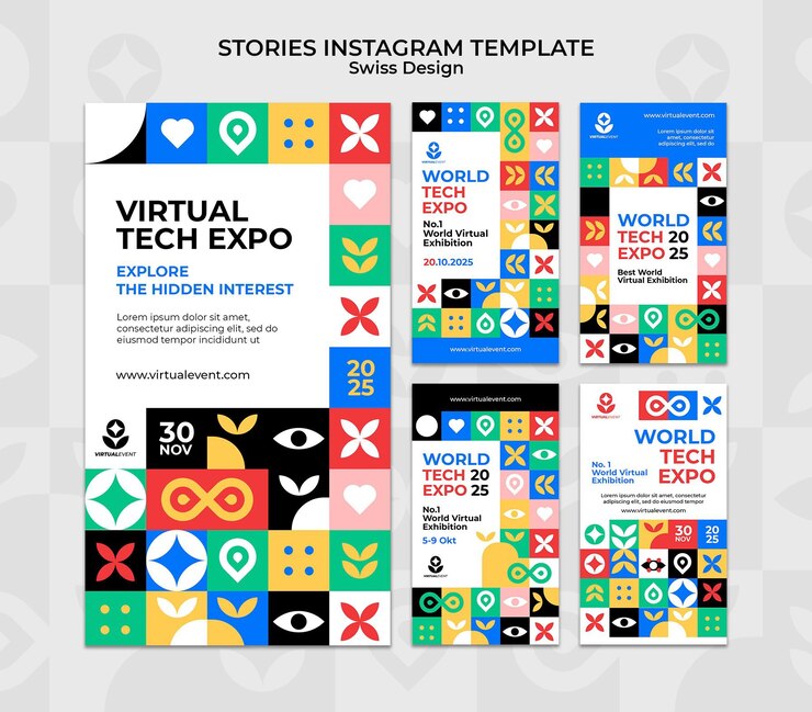 Free PSD swiss design instagram stories template