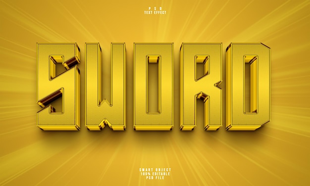 Free PSD sword 3d editable text effect