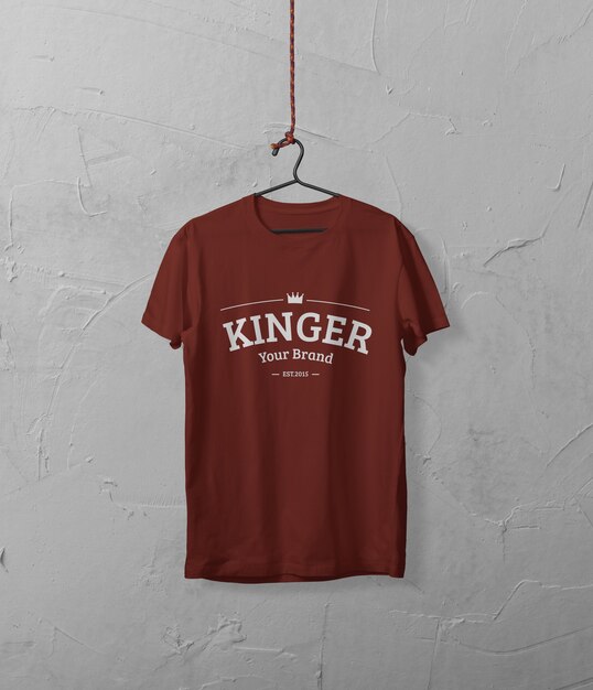 T-shirt hanged by the wall mockup