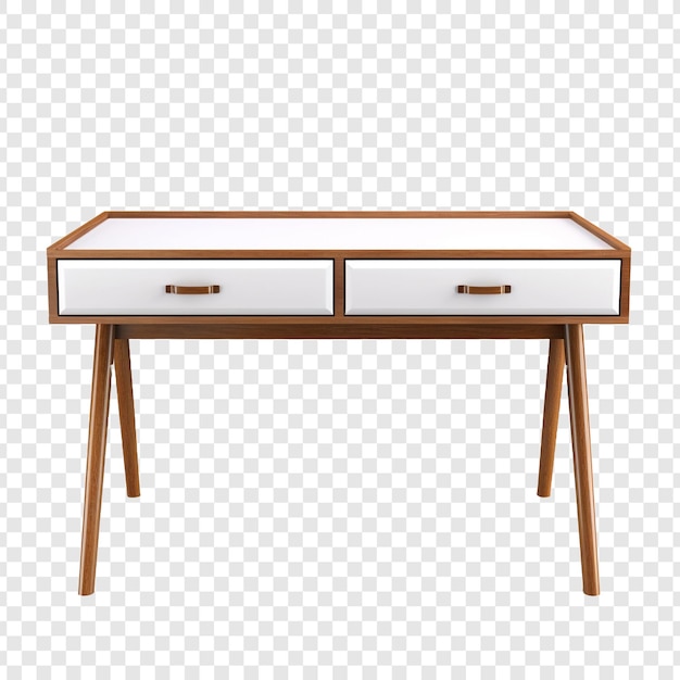 Un tavolo progettato per scrivere o per le scartoffie può avere cassetti isolati su uno sfondo trasparente
