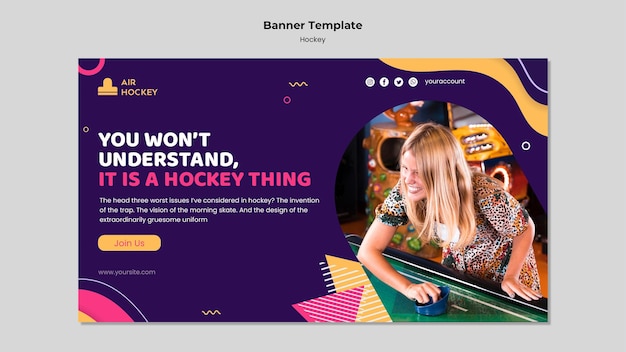 PSD gratuito modello di progettazione banner per hockey da tavolo