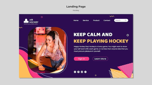 Table hockey landing page design template