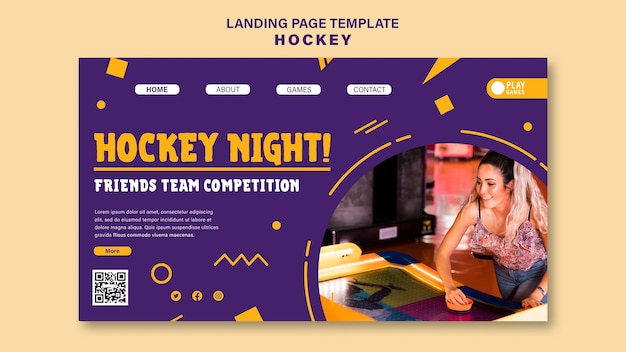 Free PSD table hockey landing page design template