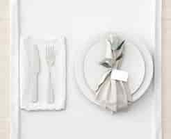 Free PSD table setting on white mat