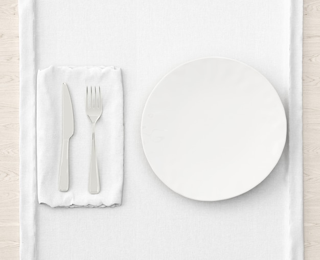 table setting on white mat