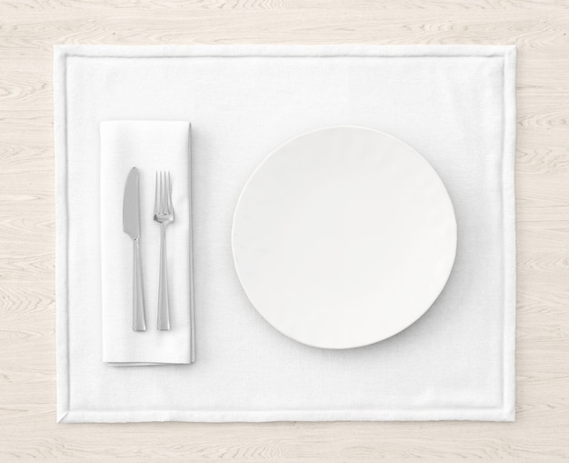 table setting on white mat