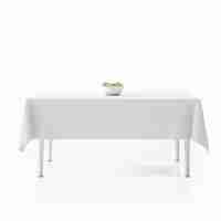 Free PSD table with tablecloth and bowl with fruits