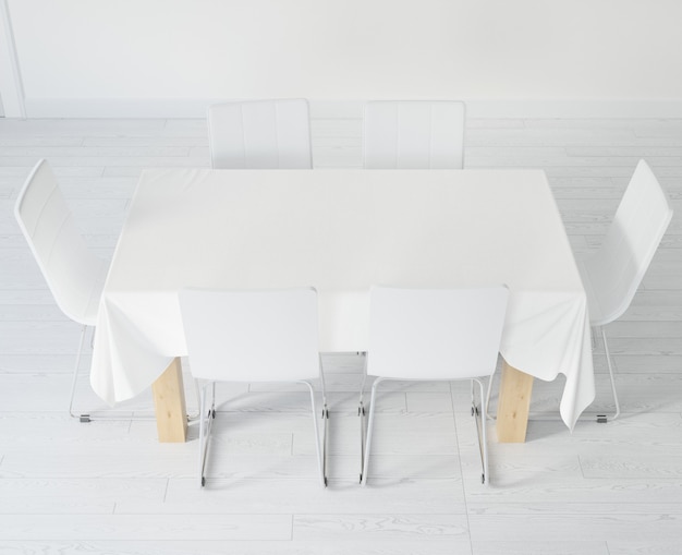 Free PSD table with tablecloth and chairs