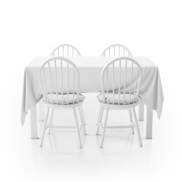 Free PSD table with tablecloth and chairs