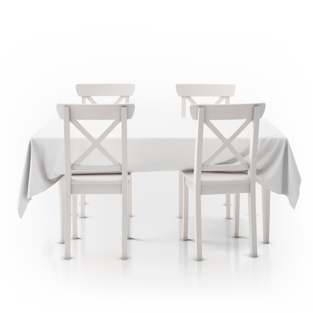 Table with tablecloth and chairs