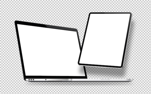 Tablet and Laptop on transparent background