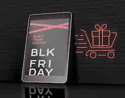 Free PSD tablet screen mockup. black friday concept