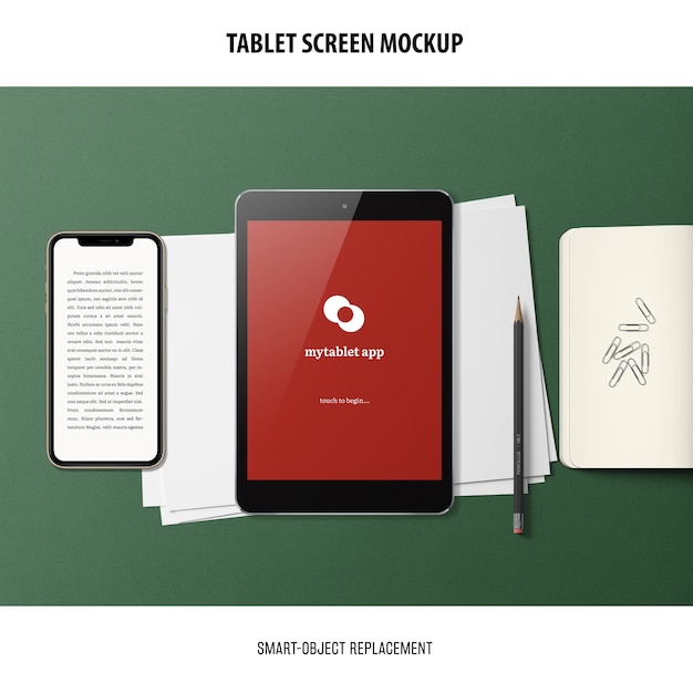 Tablet screen mockup – Free Download PSD Template