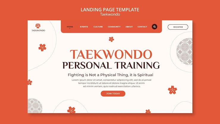 Free PSD taekwondo class  landing page template
