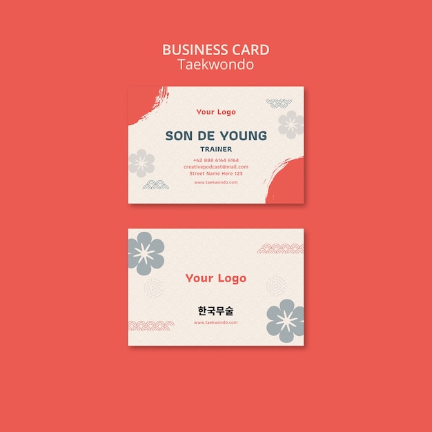 Free PSD taekwondo practice business card template