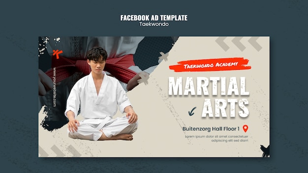 PSD gratuito modello facebook per la pratica del taekwondo