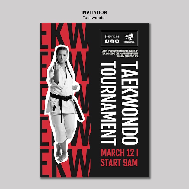 Free PSD taekwondo practice invitation template