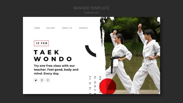 Modello di pagina di destinazione per la pratica del taekwondo