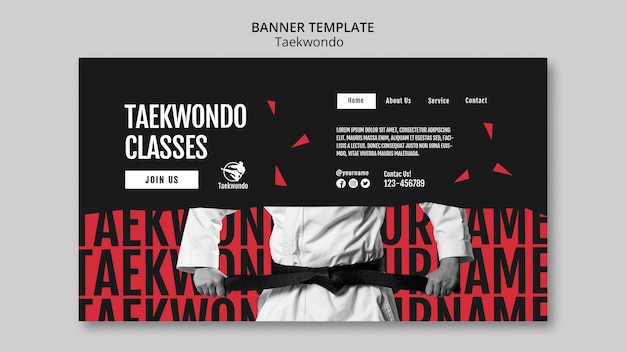 Modello di pagina di destinazione per la pratica del Taekwondo