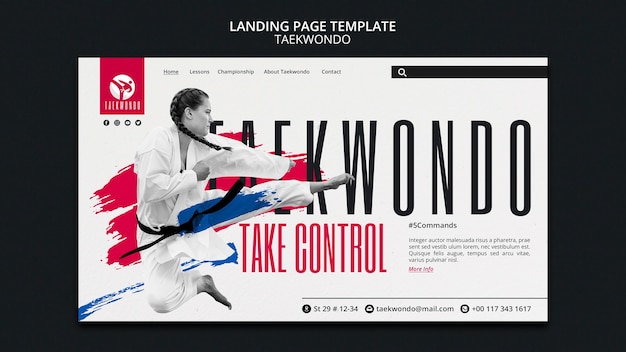 Free PSD taekwondo practice landing page template