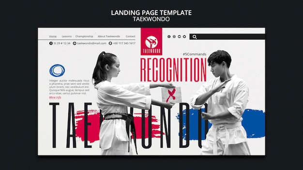 Free PSD taekwondo practice landing page