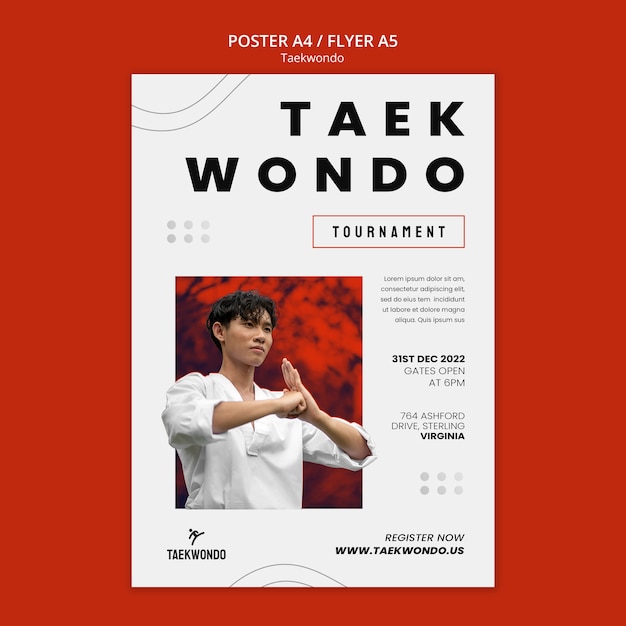 PSD gratuito modello del manifesto di pratica del taekwondo