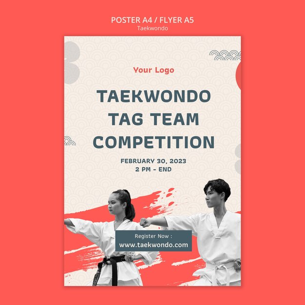 Free PSD taekwondo practice poster template