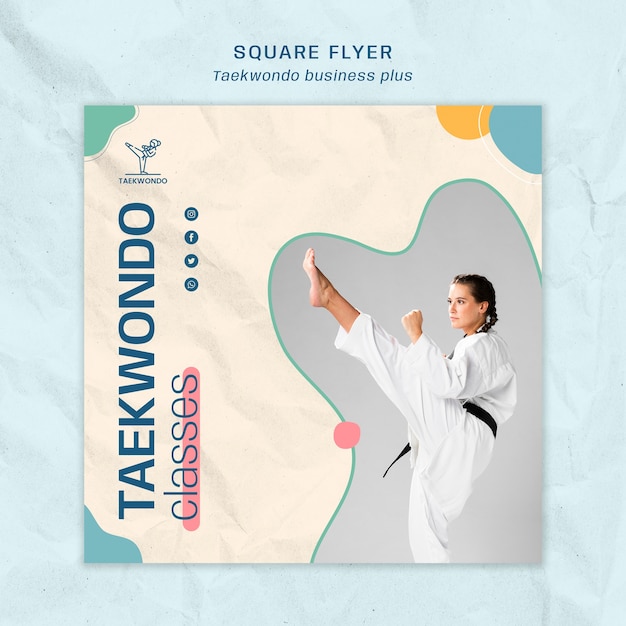 Free PSD taekwondo practice square flyer template