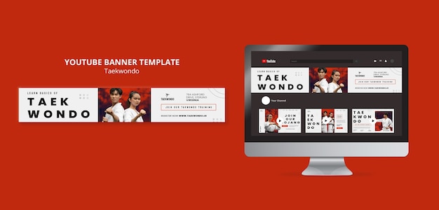 Taekwondo Practice YouTube Banner – Free PSD Template for Sports Training