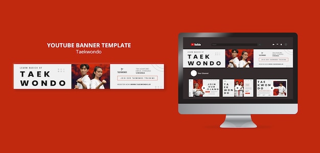 Бесплатный PSD Баннер для практики тхэквондо на youtube