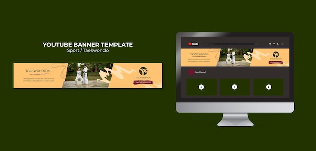 Taekwondo YouTube Banner Template: Sporty and Dynamic PSD Design