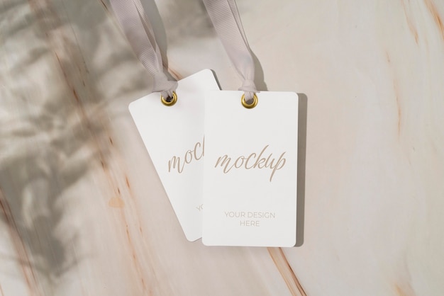 Tags with ribbon design mockup