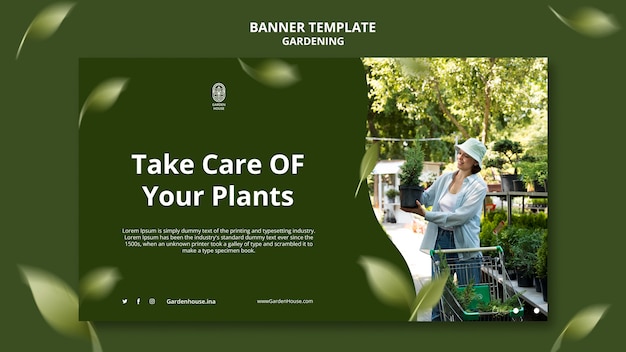 Free PSD take care of plants horizontal banner template