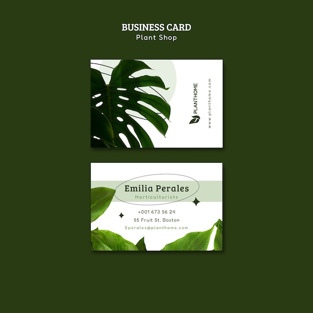 Free PSD taking care of plants  business card template