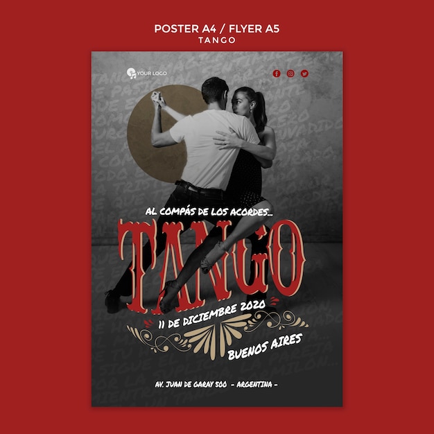 Tang choreography flyer print template PSD free download