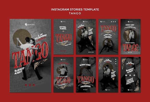 Modello di storie di instagram di ballerini di tango