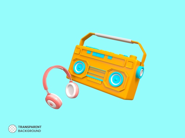 Free PSD tape recorder with headphone icon isolated 3d render illustration