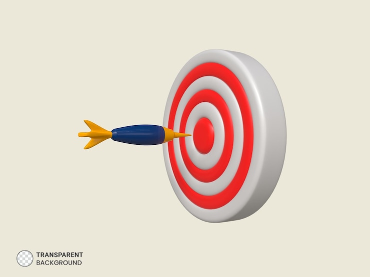 Free PSD target with arrow icon isolated 3d render illustration