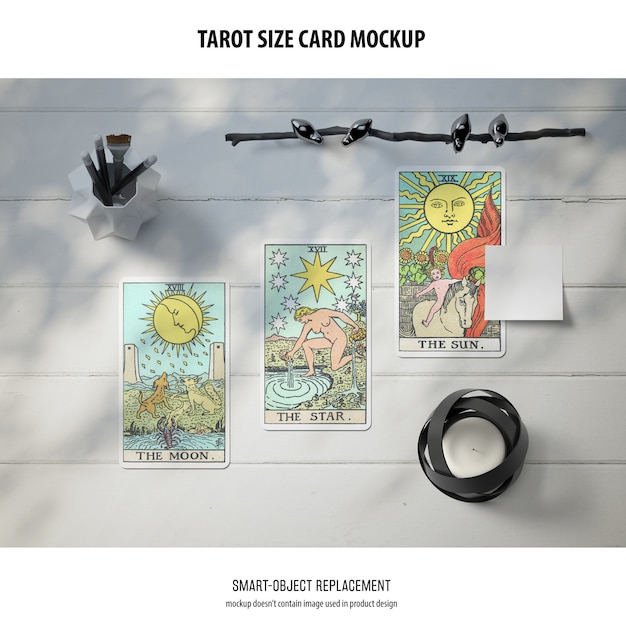 Tarot Card Mockup – Free PSD Templates with Rounded Corners and a Desk Mockup